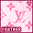 nine identical pink pixel art icons featuring a repeating monogram pattern with 'LV' and floral motifs, each displaying the name 'HEATHER' in white text on a dark red banner at the bottom