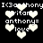 Pixelated white text and heart shapes on a black background, with repeated phrases 'I<3anthony', 'britani', 'anthony=', and 'love'