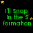 Green text 'I'll Snap In the S formation' on black background with yellow and brown stars, animated star positions across frames.