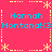 Pixelated pink background with yellow decorative borders and repeated cyan text reading "Hannah Montana! <3" in two