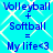 Blue text on cyan background with white diamond pattern displays volleyball plus softball equals my life<3 repeated twice.