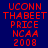 Red pixelated text on blue, white, and purple backgrounds reads UCONN THABEET PRICE NCAA 2008 across four