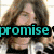 A pixelated image of a person with long brown hair, overlaid with cyan text reading "promise" and "dayy" on separate sections.