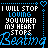 A contact sheet of 11 animated frames showing a repeating text-based design with heart symbols and the phrase "I WILL STOP LOVING YOU WHEN MY HEART STOPS" in blue and white pixelated font on black background, arranged in a 4x3 grid with one gray placeholder cell.
