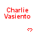 Red text "Charlie Vasiento" appears above red pixel hearts on a white background with gray corner overlay.