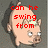 Pixelated pig character with light brown skin and white eyes appears in four with red text overlays