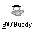 Pixelated icon of a figure with a black top hat, white face, and gray body holding an object against a light gray background.