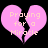 Two pink broken heart shapes with 'Praying for a Miracle' text on black background, each heart split into two halves with a black gap between.