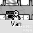 pixelated character icons with red and white color scheme, each labeled 'Van' below, showing sequential animation frames of a character's head turning and red effects appearing