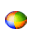 Four circular pixelated icons arranged in a , each displaying a color wheel with green top-right, blue bottom-left, orange right-center, and light beige left-center sections