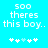 Pixelated cyan background with white text reading "500 theres this boy." and a of five asterisks below, where the third asterisk is light blue