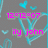 Gray background with cyan heart shapes and a central cyan spiral, overlaid by pink text reading '12x12x07' above 'ily john'.