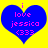 Blue heart-shaped icon with pink text 'i love jessica (333)' on yellow background, two identical frames side-by-side.