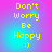 Yellow pixelated text 'Don't Worry Be Happy :)' on a pink-to-cyan gradient background with subtle circular patterns.