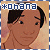 Pixelated image of a person with brown skin and dark hair, wearing a thin necklace, with text *OHANA above the head on a blue and white checkered border.