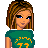 Pixel art of a female character in green shirt and light blue jeans with text overlays on white background.
