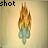 Animated icon shows a flame-like shape above a blue teardrop on beige background, with text fragments appearing sequentially across frames.