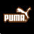 Pixelated Puma logo with brown and white colors on a black background, featuring the brand name text and leaping cat symbol.