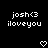 Pixelated white text on black background reads josh<3 iloveyou with two heart symbols below.