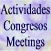 A static image shows a calendar, a stack of books, and text reading "Actividades Congresos Meetings" on a light purple background.