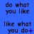 Blue background with repeated text phrases and small symbols changing across positions