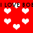 Red background with white pixelated hearts and repeated black text reading "I LOVE BOE" in two horizontal bands.