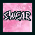Pixelated pink background with black text and symbols including 'SWEAR', 'TD', 'SHAKE', a gun, 'LVP', heart shapes.