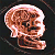 Four 50x50 pixel animated frames arranged in a 2x2 contact sheet showing skull head profiles with varying color schemes and lighting effects.