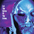 Pixelated static image featuring a stylized face with blue and purple color scheme, partial text on left side, and abstract background elements.