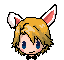 Pixel art character with blonde hair and bunny ears in nine expressions on gray background.