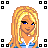Pixel art of a blonde woman in blue striped shirt and gray pants with heart details, surrounded by text boxes asking 'do u even notice me? at all?'