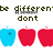 Pixelated text reads 'be differen' don't go with the crowd' above six pixel-art apples in alternating blue and red colors.