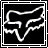 Three animated frames of a white fox head logo on black background within square borders, displayed in a 2x2 contact sheet with one empty gray cell.