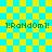 cyan and yellow squares with green text reading '!RaNdOm!' in four corners and a faint cyan overlay