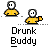 Pixelated yellow figure with white head holding orange cup, transitioning through motion states including cup raised, object held, and text overlays.
