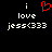 A pixelated black background displays white text reading "i love jess<333" with a red heart symbol replacing the 'love' word in one view.