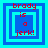 Four identical pixelated squares with blue and cyan borders display red text reading 'brady is a jerk!' with varying internal square arrangements.
