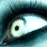 A 2x2 contact sheet of four distinct animated frames from a buddy icon, featuring close-up eye detail, pink text on black background, and brown text logo with '.com' on peach background.