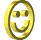 Golden 3D smiley face icons in various orientations against a gray background, with some showing depth and rotation effects.