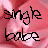 A 48x48 pixel animated buddy icon featuring the text "single babe" in a stylized font, displayed as two sequential frames on a pink floral background with visible dithering and pixelation.