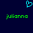 A pixelated cyan heart symbol above two identical green text strings reading 'julionna' on a dark blue background.