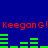 Blue background with red text 'KeeganG! KeeganG!' repeated twice, green bar graphs below each text line showing varying levels.