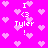Pixelated pink background with scattered light pink hearts and repeated text "I <3 Tyler!" in white pixel font.