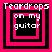 Four identical pixelated squares with pink and black borders display "Teardrops on my guitar" text, arranged in a