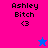 Pixelated text 'Ashley Bitch <3' appears on four colored backgrounds with a star icon changing color between frames.