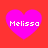 Four identical pink hearts on red background with white text "Melissa" inside each heart.