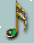 A golden musical note with a green gem at its center, displayed in three distinct orientations against light blue backgrounds.
