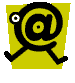 Animated contact sheet showing three sequential frames of a yellow stick figure with an @ symbol for a head running on a gray background.