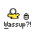 Pixel art of a yellow genie lamp with a white spherical top, showing three variations of the lamp's arm position and a speech bubble containing text.
