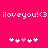 Pixelated text and heart symbols on a bright pink background, with two identical horizontal of icons below the text